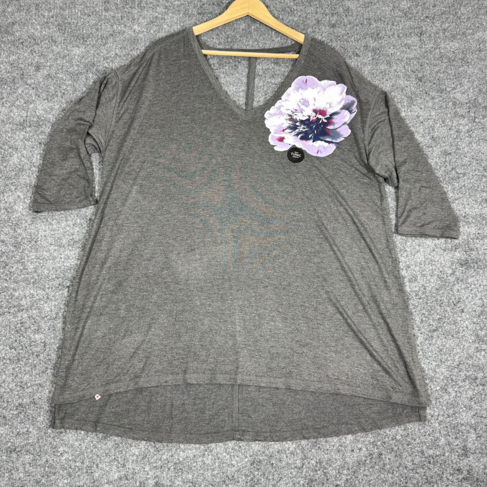 Lane Bryant Tunic Floral Strappy V-Neck Womens 18/20 Grey Rayon Spandex New NWT